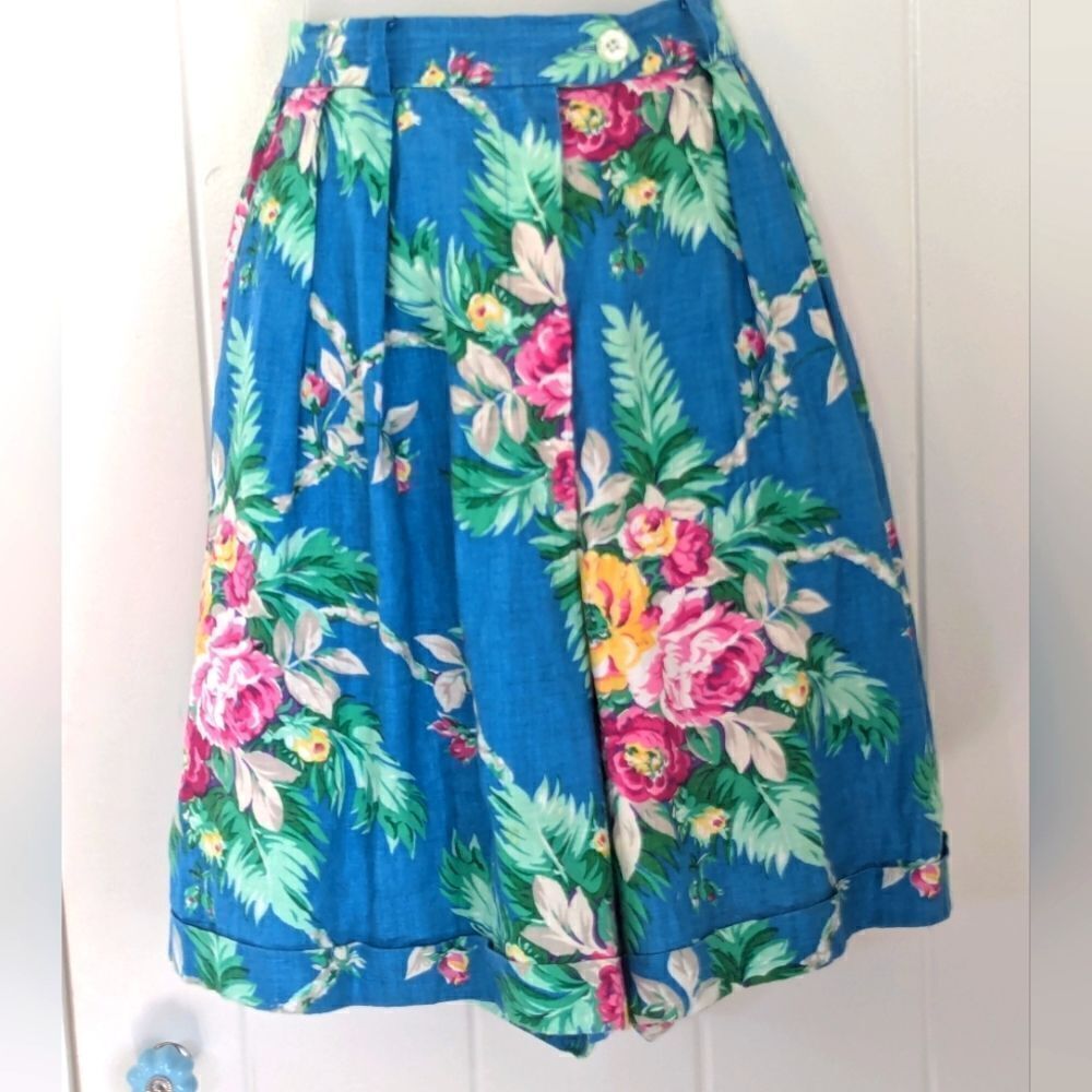 VTG Ralph Lauren Linen Floral Shorts Maximalist Countryside Preppy Coastal 6